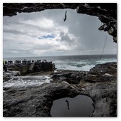 :: Pulse para Ampliar :: Cyrille Oumedjkane of France dives from the 28 metre platform during the second round of the fourth stop of the Red Bull Cliff Diving World Series, Inis Mor, Aran Islands, Ireland on August 3rd 2012.