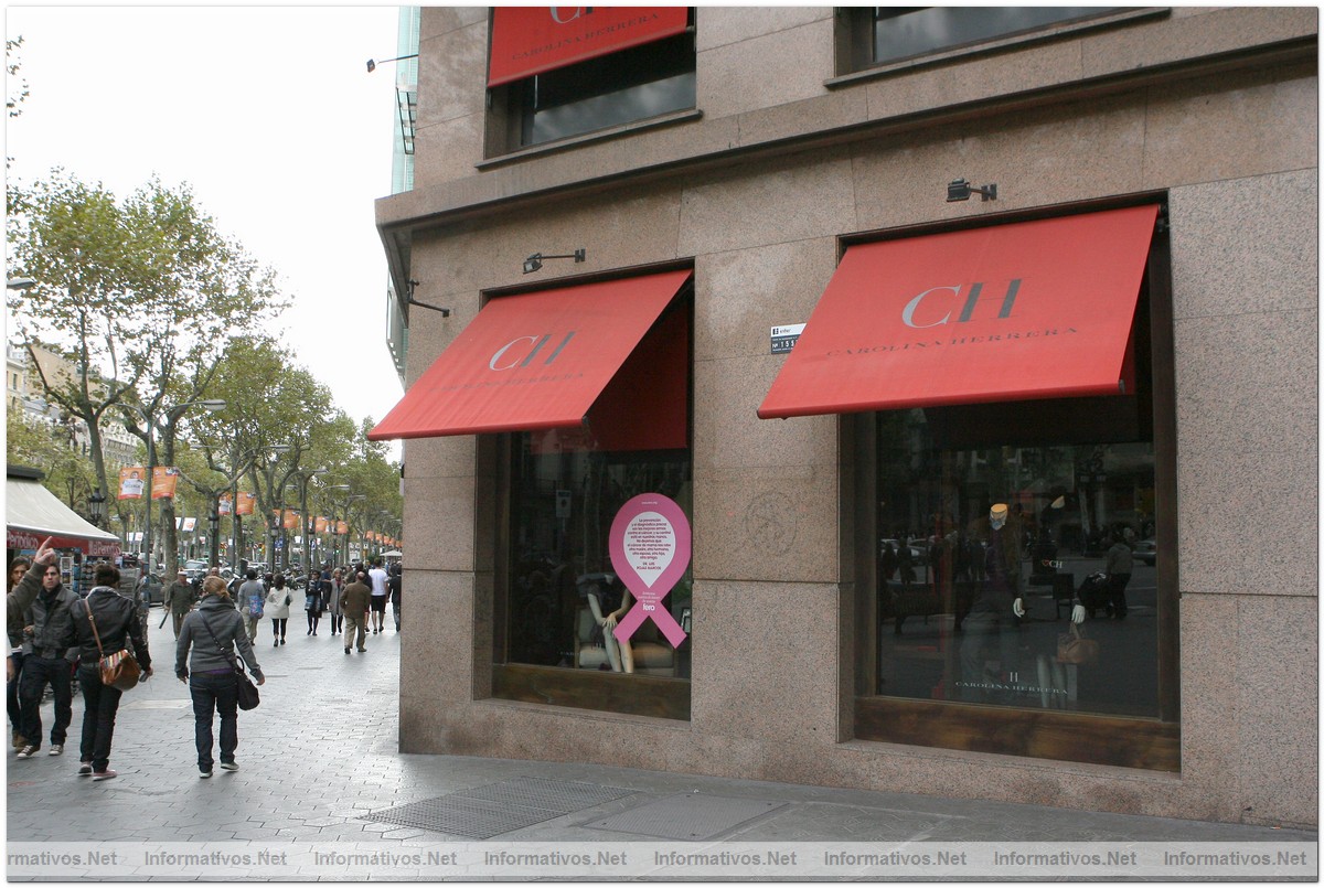 BCN, 19OCT09.- Semana Internacional de la Lucha contra el C�ncer de Mama en Barcelona (por FERO)
 Numerosos establecimientos de P� de Gracia se han acogido a la iniciativa de FERO