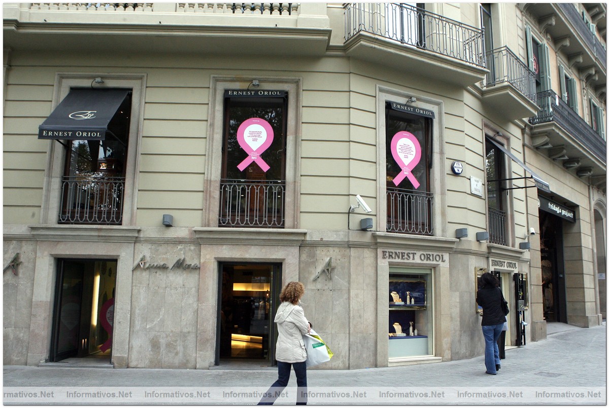 BCN, 19OCT09.- Semana Internacional de la Lucha contra el C�ncer de Mama en Barcelona (por FERO)
 Numerosos establecimientos de P� de Gracia se han acogido a la iniciativa de FERO