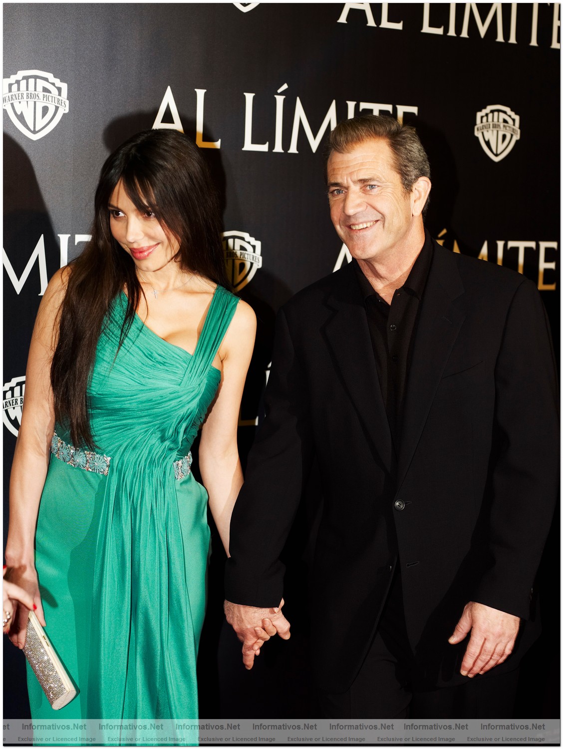 MEL GIBSON y OKSANA GRIGORIEVA en la presentaci�n en Madrid de "Al L�mite"