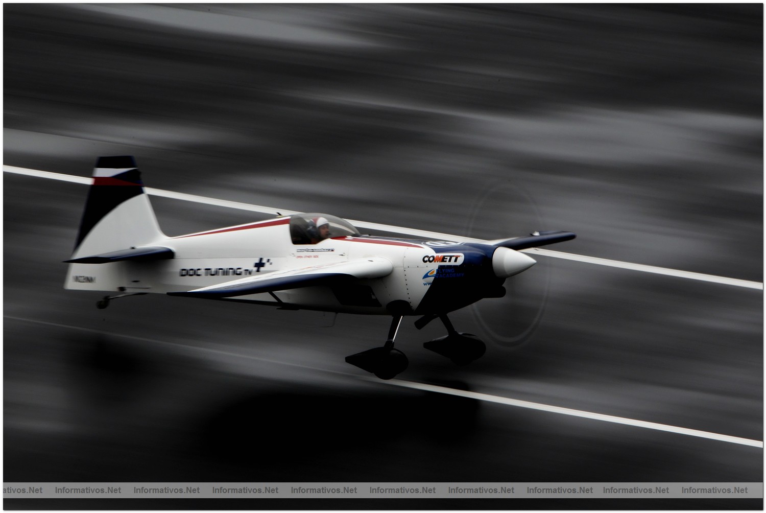 Martin Sonka of Czech Republic takes off during Qualifying for Round 6 the Red Bull Air Race World Championship at the Eurospeedway, Lausitz on August 7, 2010 in Germany.
