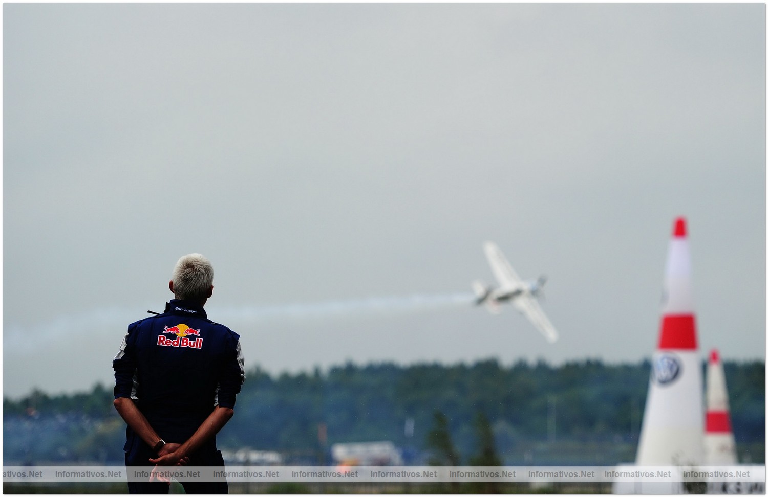 Peter Besenyei of Hungary watches the action during Qualifying  for Round 6 the Red Bull Air Race World Championship at the Eurospeedway, Lausitz on August 7, 2010 in Germany.