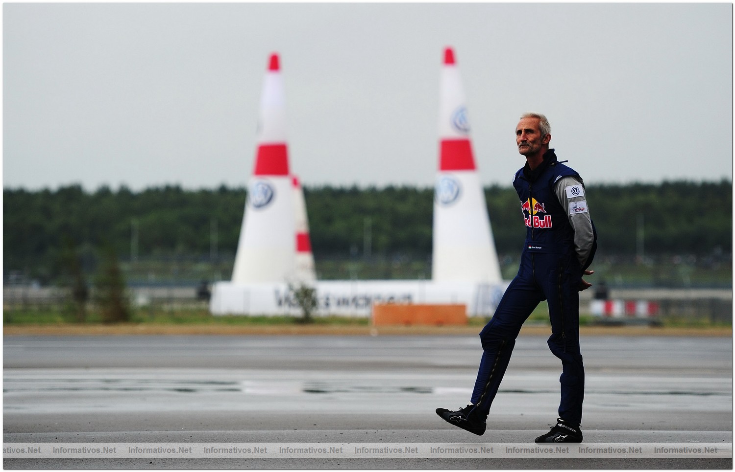 Peter Besenyei of Hungary watches the action during Qualifying  for Round 6 the Red Bull Air Race World Championship at the Eurospeedway, Lausitz on August 7, 2010 in Germany.