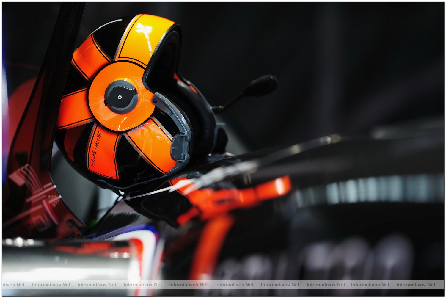 The helmet of Nicolas Ivanoff of France is pictured Qualifying during Round 6 the Red Bull Air Race World Championship at the Eurospeedway, Lausitz on August 7, 2010 in Germany.