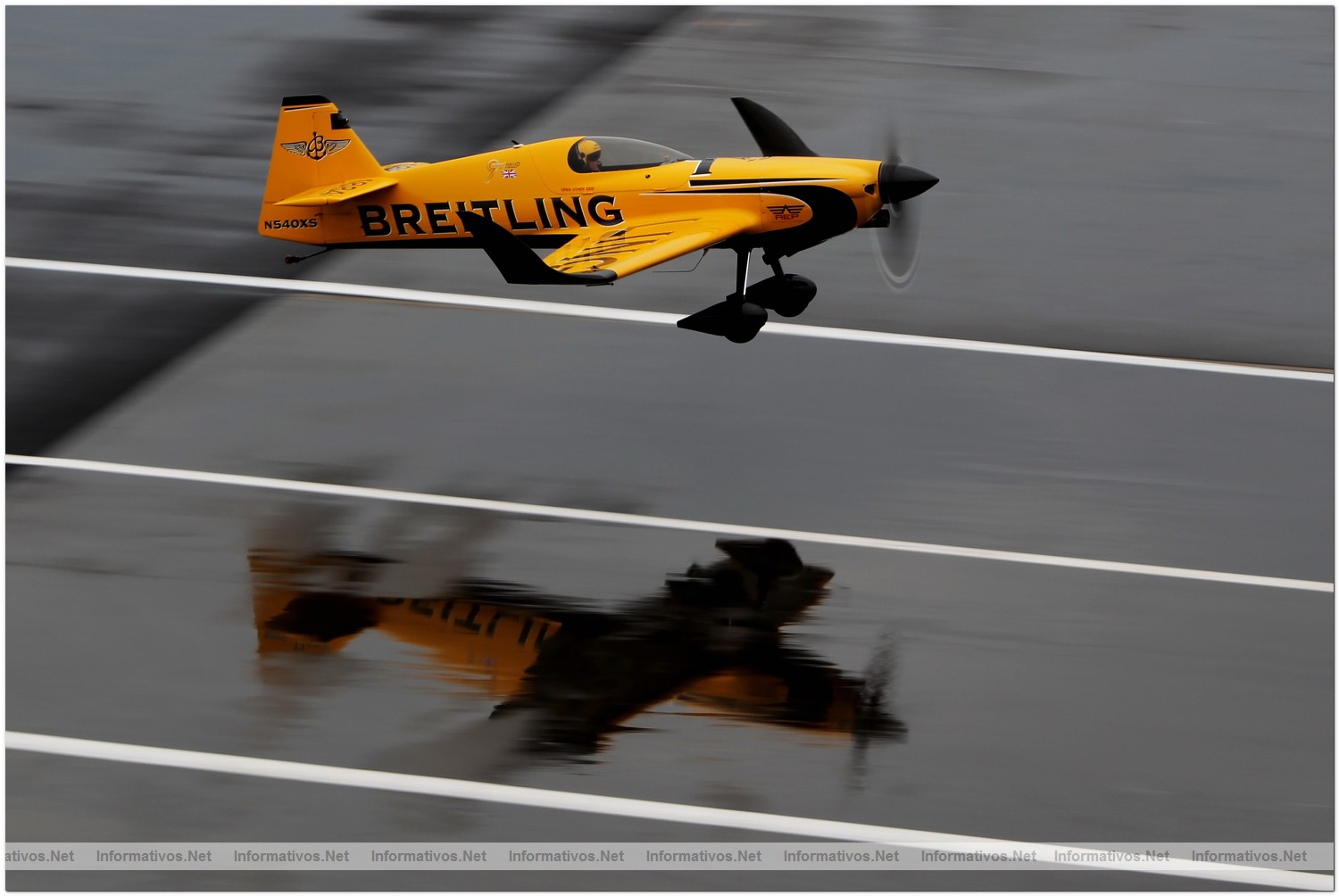 Nigel Lamb of Great Britain in action during Qualifying for Round 6 the Red Bull Air Race World Championship at the Eurospeedway, Lausitz on August 7, 2010 in Germany.