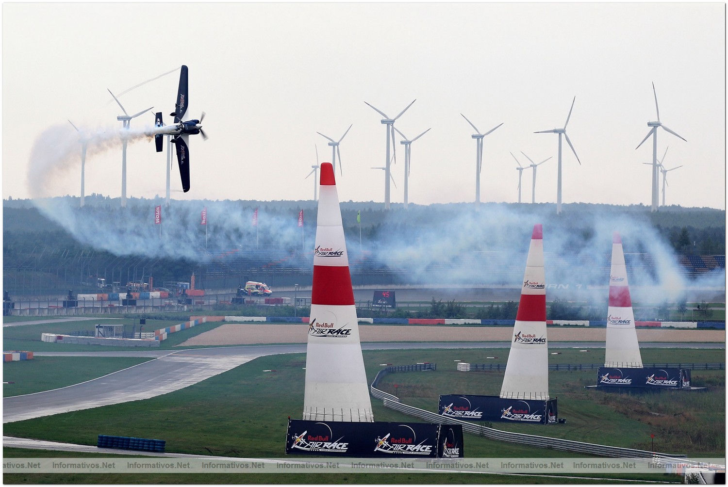 Martin Sonka of Czech Republic in action during Qualifying for Round 6 the Red Bull Air Race World Championship at the Eurospeedway, Lausitz on August 7, 2010 in Germany