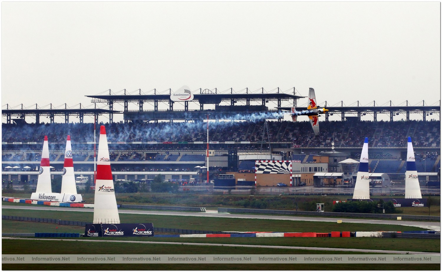 Peter Besenyei of Hungary in action during Qualifying for Round 6 the Red Bull Air Race World Championship at the Eurospeedway, Lausitz on August 7, 2010 in Germany.