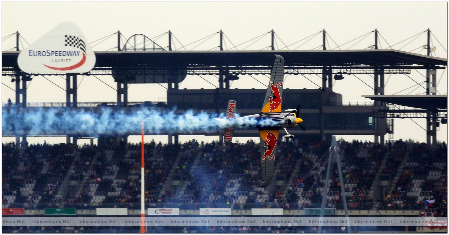 Peter Besenyei of Hungary in action during Qualifying for Round 6 the Red Bull Air Race World Championship at the Eurospeedway, Lausitz on August 7, 2010 in Germany.