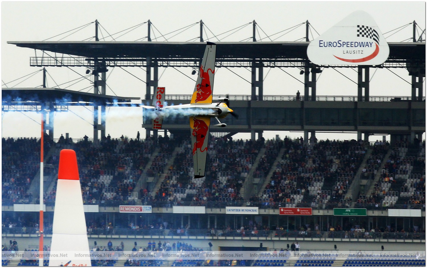 Kirby Chambliss of USA in action during Qualifying  for Round 6 the Red Bull Air Race World Championship at the Eurospeedway, Lausitz on August 7, 2010 in Germany.
