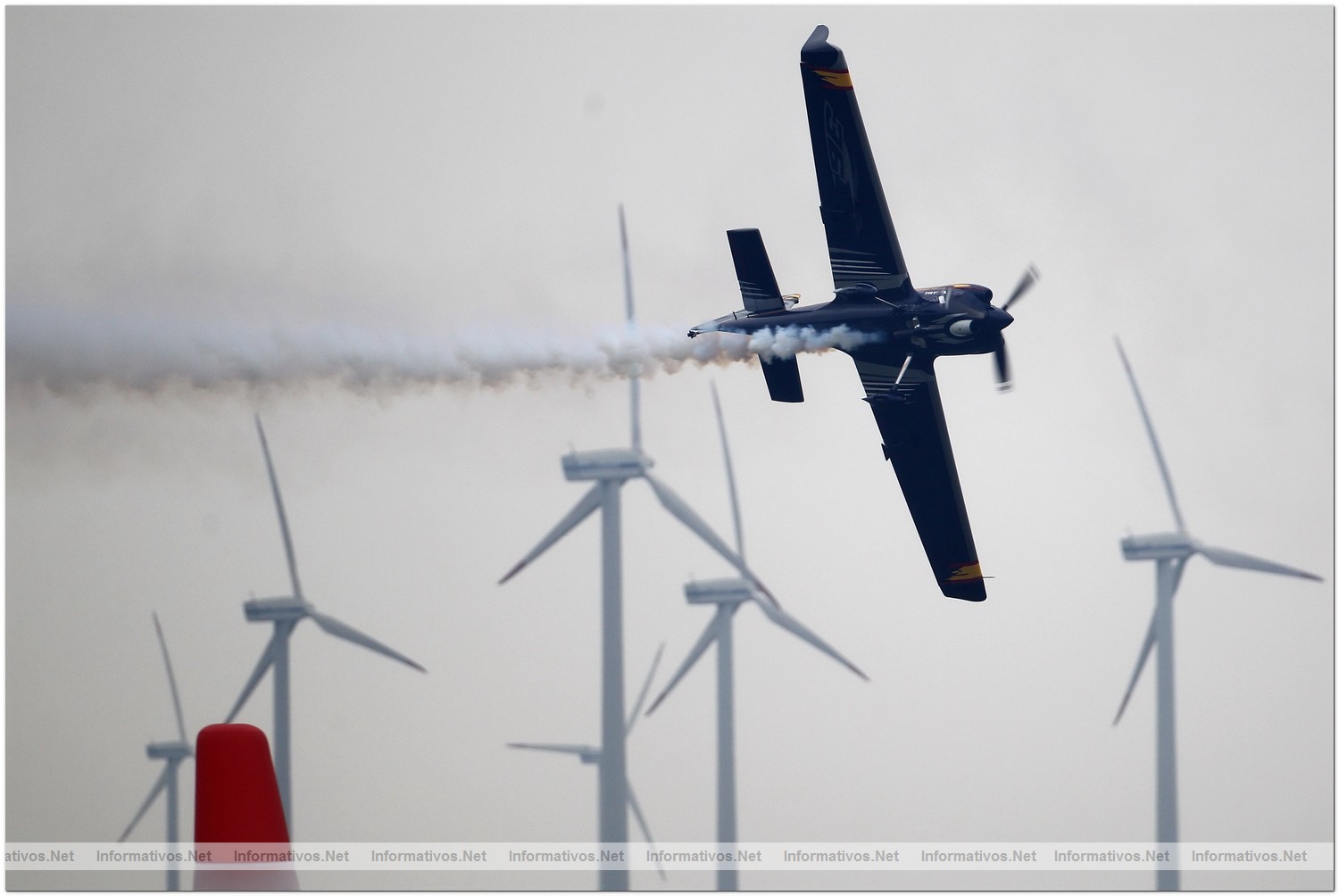 Alejandro Maclean of Spain in action during Qualifying  for Round 6 the Red Bull Air Race World Championship at the Eurospeedway, Lausitz on August 7, 2010 in Germany.