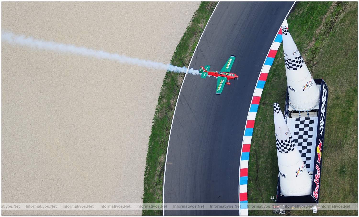 Pete McLeod of Canada in action during Qualifying for Round 6 of the Red Bull Air Race World Championship at the Eurospeedway, Lausitz on August 8, 2010 in Germany.