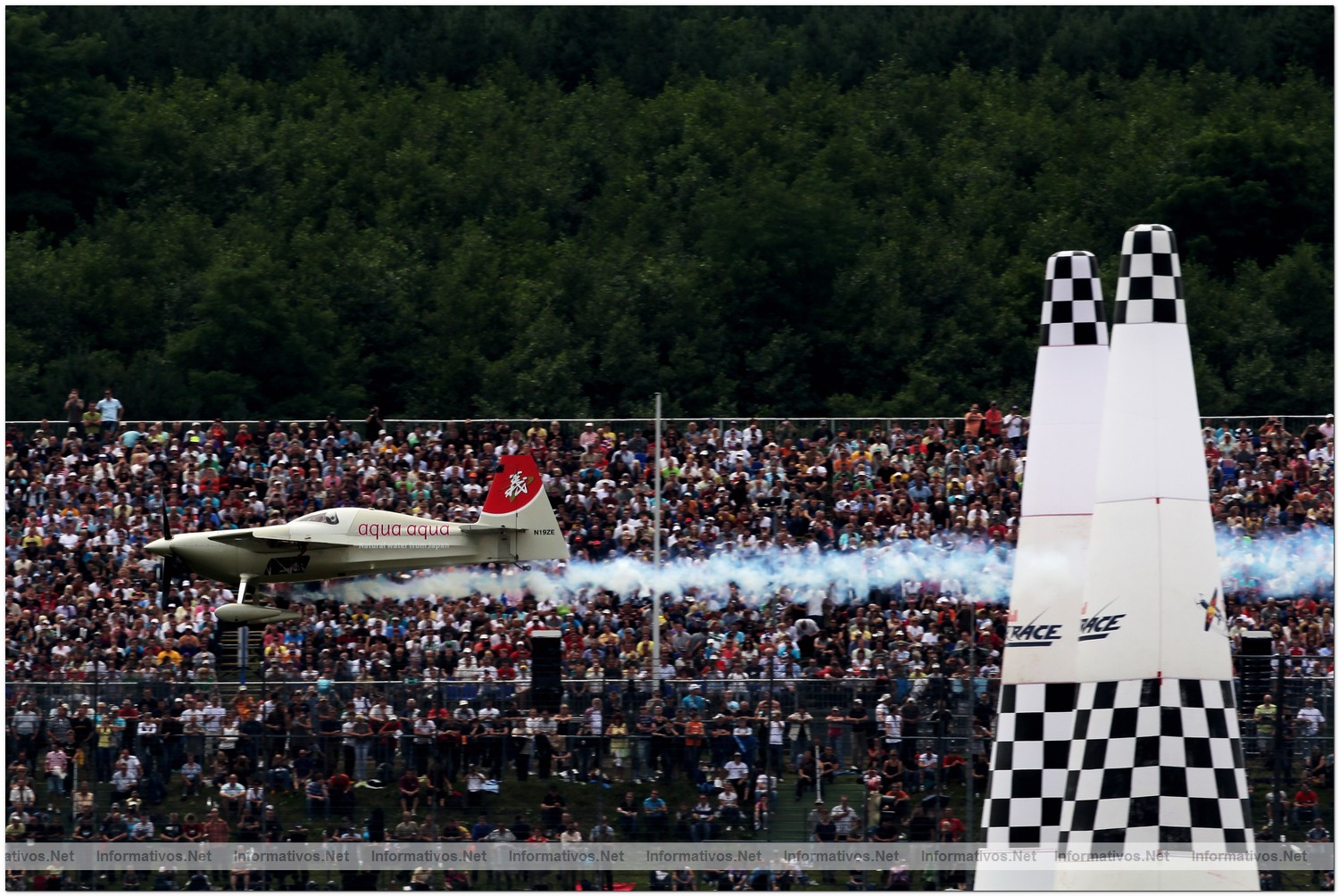 Yoshihide Muroya of Japan in action during Race Day for Round 6 of the Red Bull Air Race World Championship at the Eurospeedway, Lausitz on August 8, 2010 in Germany.