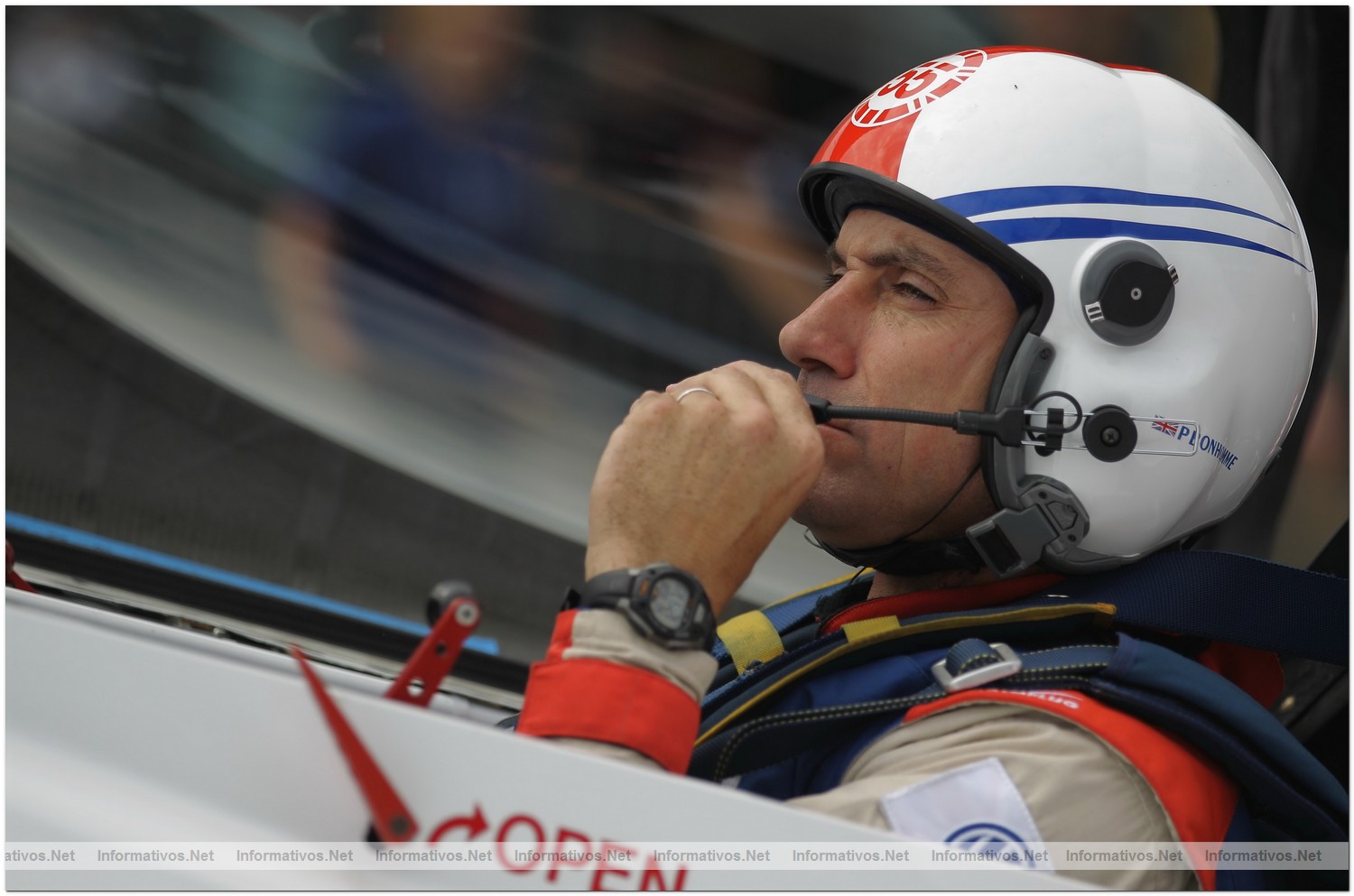 Paul Bonhomme of Great Britain looks on prior to Qualifying for Round 6 of the Red Bull Air Race World Championship at the Eurospeedway, Lausitz on August 8, 2010 in Germany.