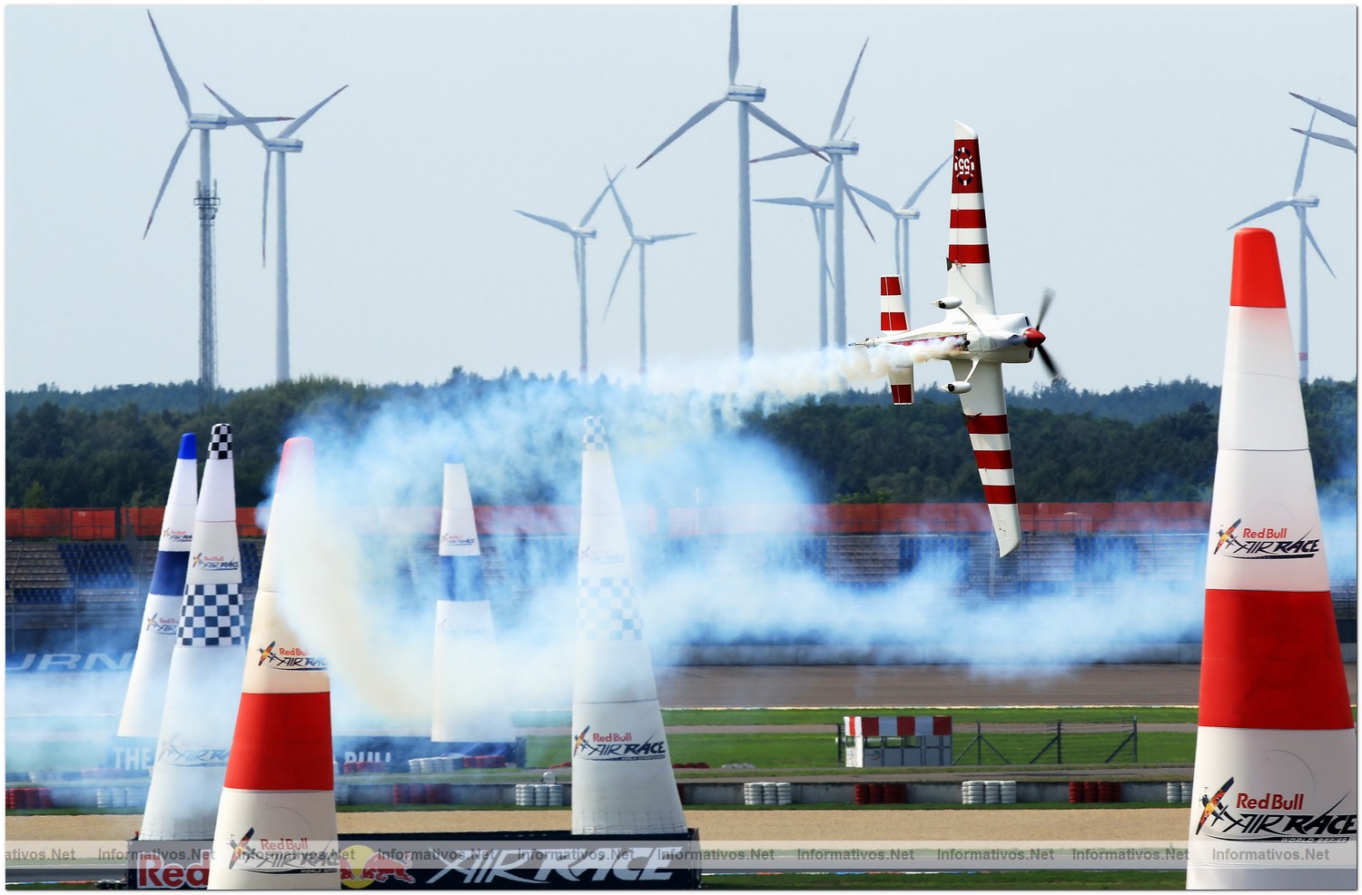 Paul Bonhomme of Great Britain in action during Race Day for Round 6 of the Red Bull Air Race World Championship at the Eurospeedway, Lausitz on August 8, 2010 in Germany.
