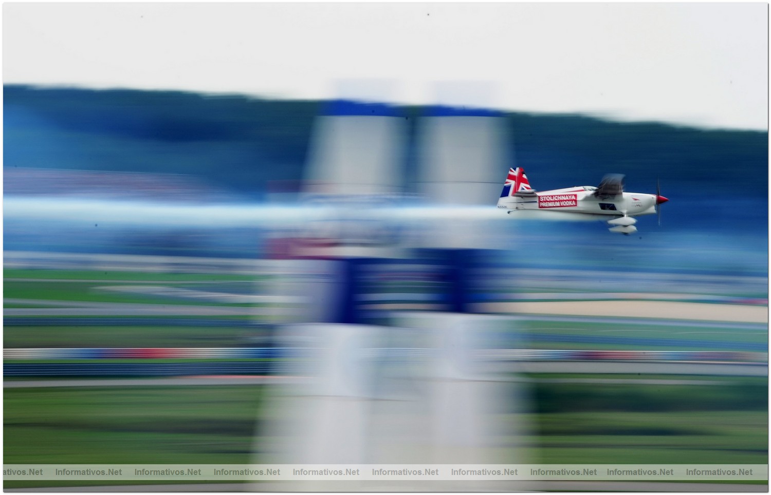 Paul Bonhomme of Great Britain in action during Race Day for Round 6 of the Red Bull Air Race World Championship at the Eurospeedway, Lausitz on August 8, 2010 in Germany.