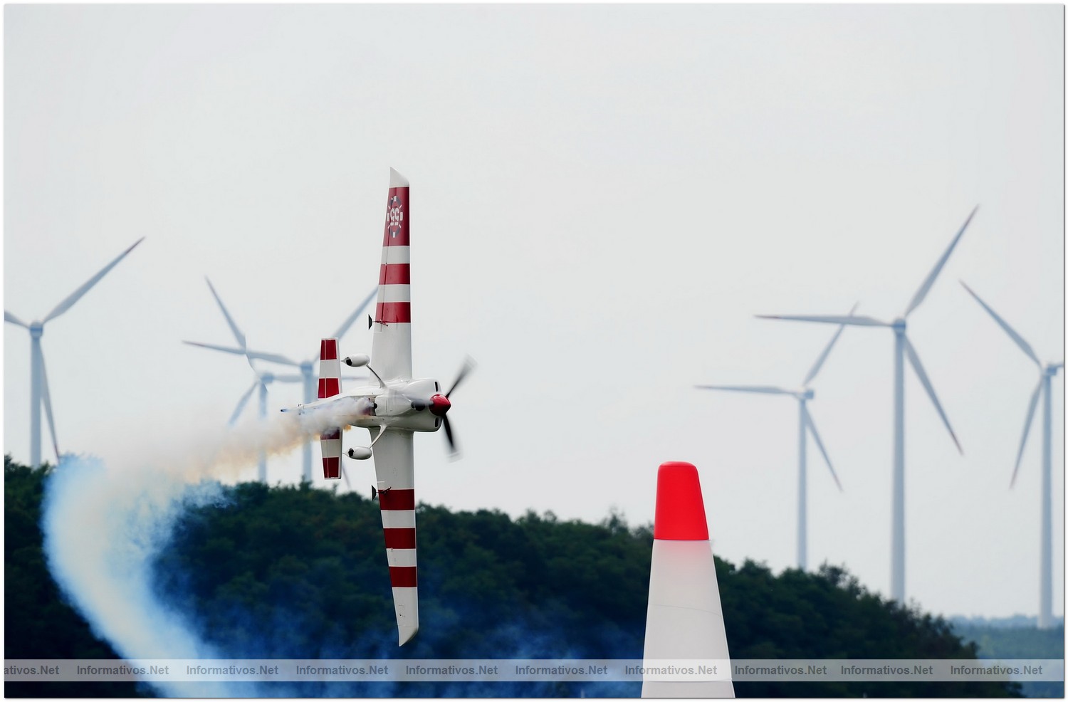 Paul Bonhomme of Great Britain in action during Race Day for Round 6 of the Red Bull Air Race World Championship at the Eurospeedway, Lausitz on August 8, 2010 in Germany.