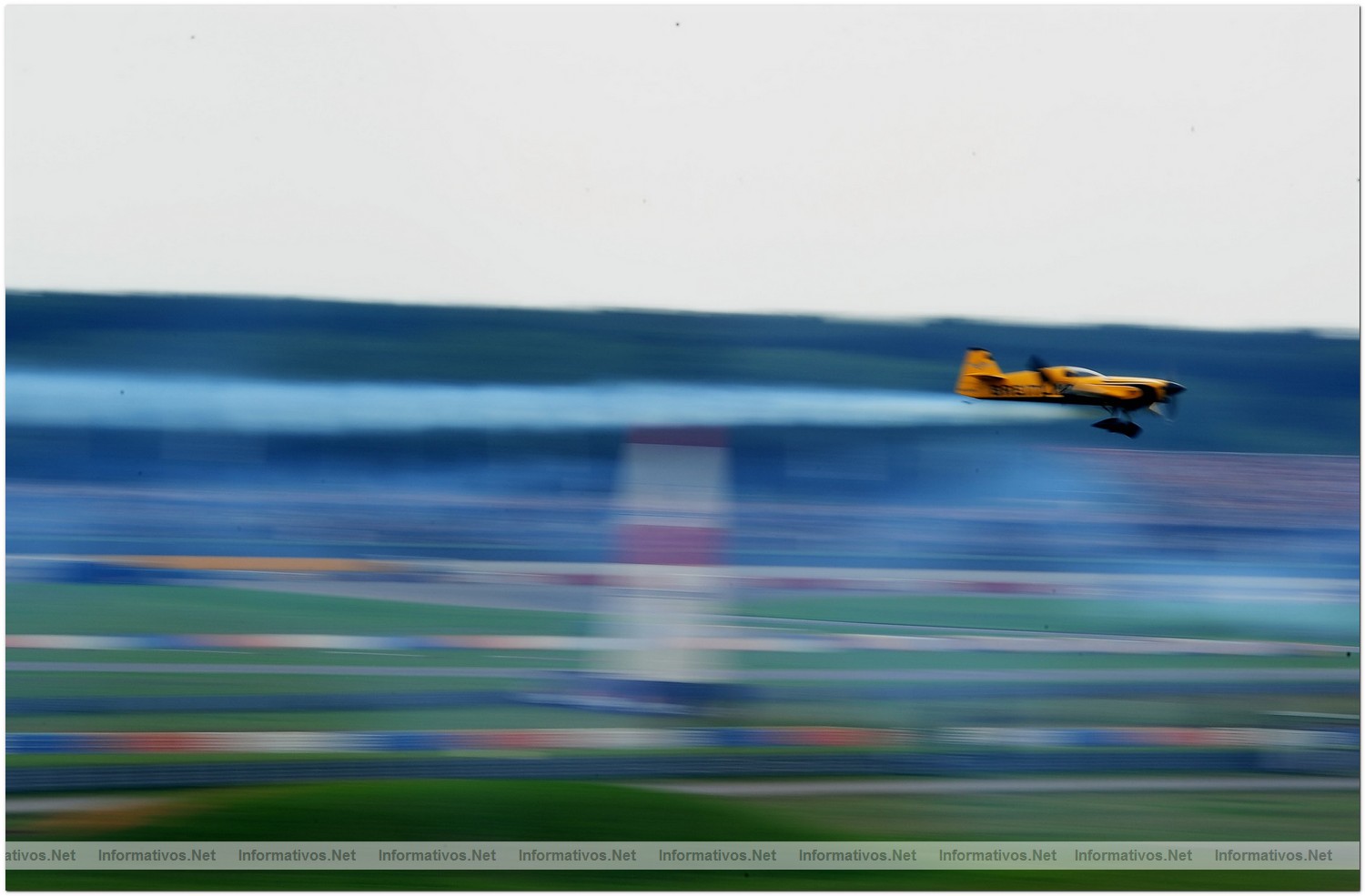 Nigel Lamb of Great Britain in action during Race Day for Round 6 of the Red Bull Air Race World Championship at the Eurospeedway, Lausitz on August 8, 2010 in Germany.