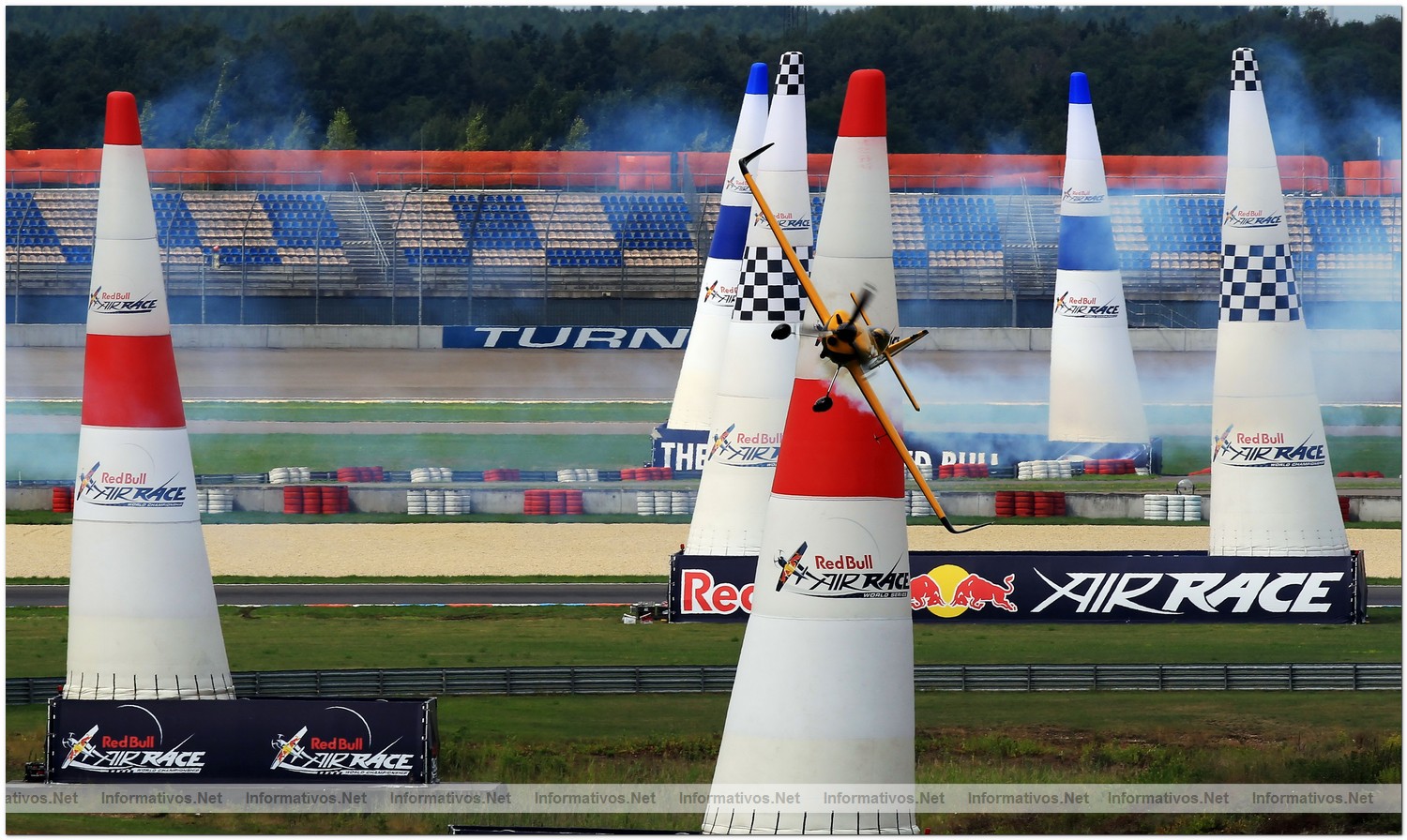 Nigel Lamb of Great Britain in action during Race Day for Round 6 of the Red Bull Air Race World Championship at the Eurospeedway, Lausitz on August 8, 2010 in Germany.