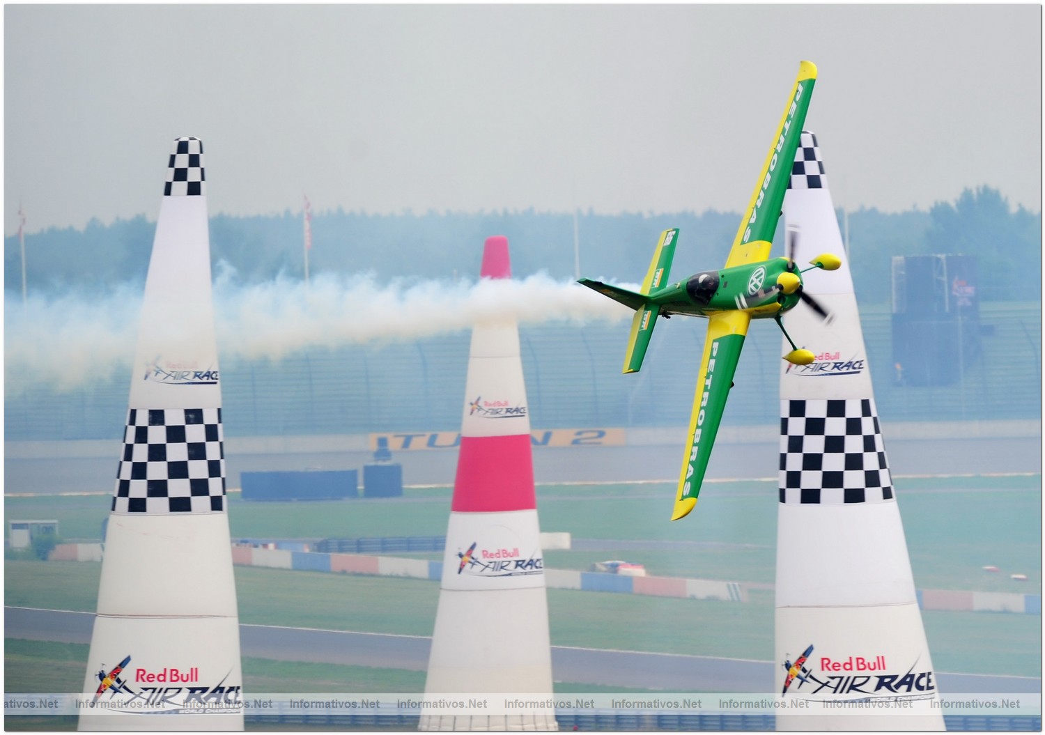 Michael Goulian of USA in action during Round 6, training day 2 of the Red Bull Air Race World Championship at the Eurospeedway, Lausitz on August 6, 2010 in Germany.