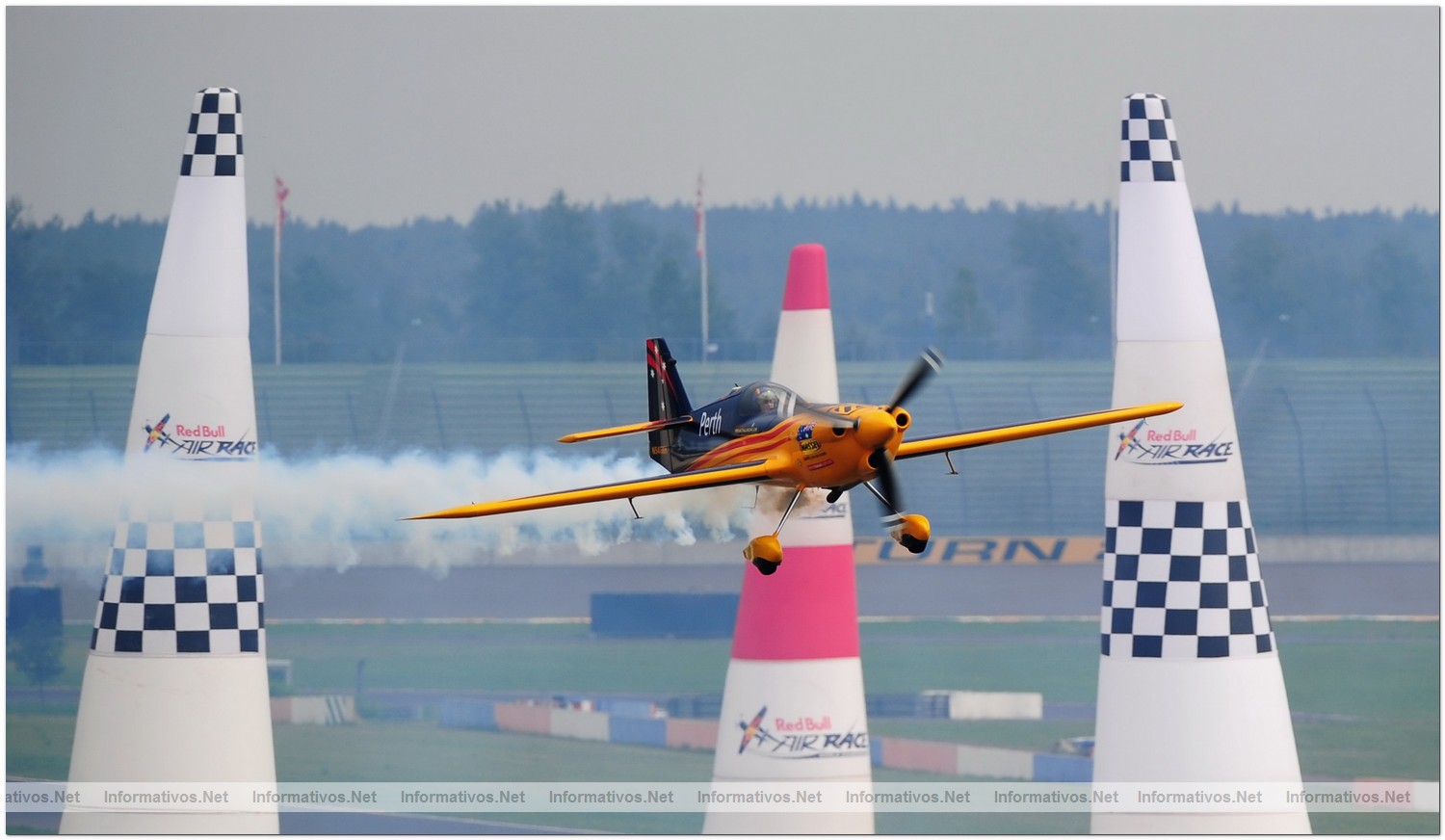 Matt Hall of Australia in action during Round 6, training day 2 of the Red Bull Air Race World Championship at the Eurospeedway, Lausitz on August 6, 2010 in Germany.