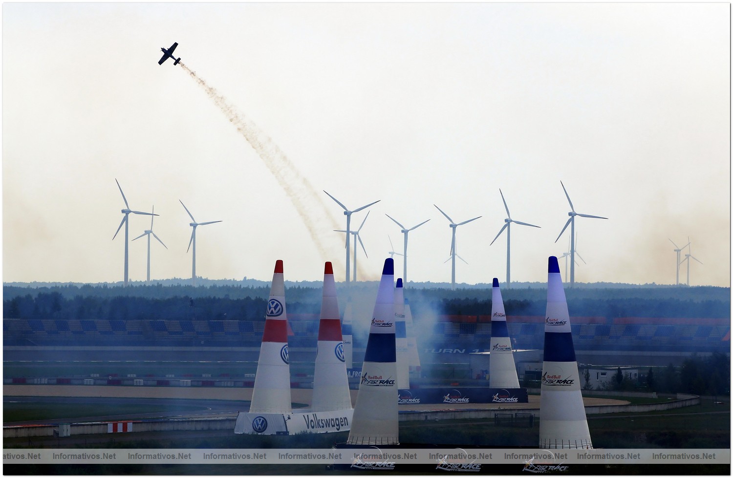 Sergey Rakhmanin of Russia in action during Round 6, training day 2 of the Red Bull Air Race World Championship at the Eurospeedway, Lausitz on August 6, 2010 in Germany.