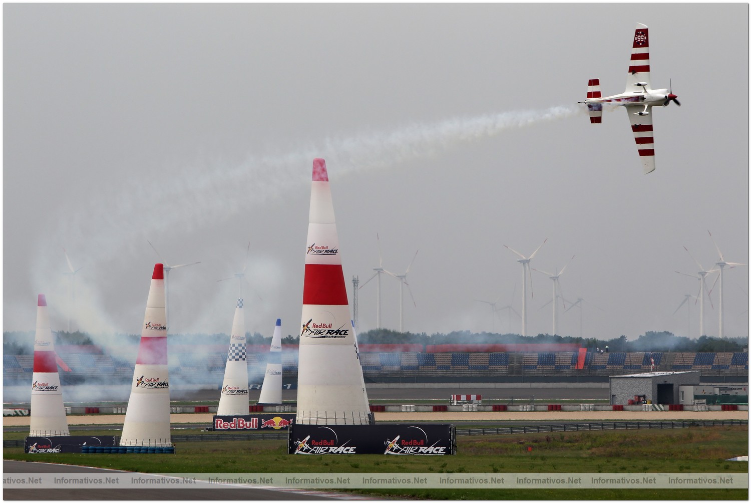 Paul Bonhomme of Great Britain in action during Round 6, training day 2 of the Red Bull Air Race World Championship at the Eurospeedway, Lausitz on August 6, 2010 in Germany.