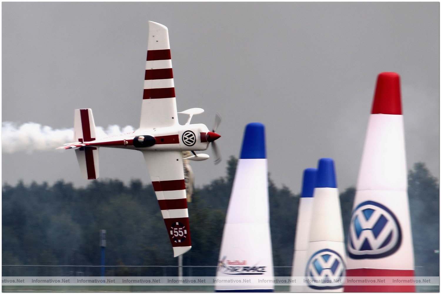 Paul Bonhomme of Great Britain in action during Round 6, training day 2 of the Red Bull Air Race World Championship at the Eurospeedway, Lausitz on August 6, 2010 in Germany