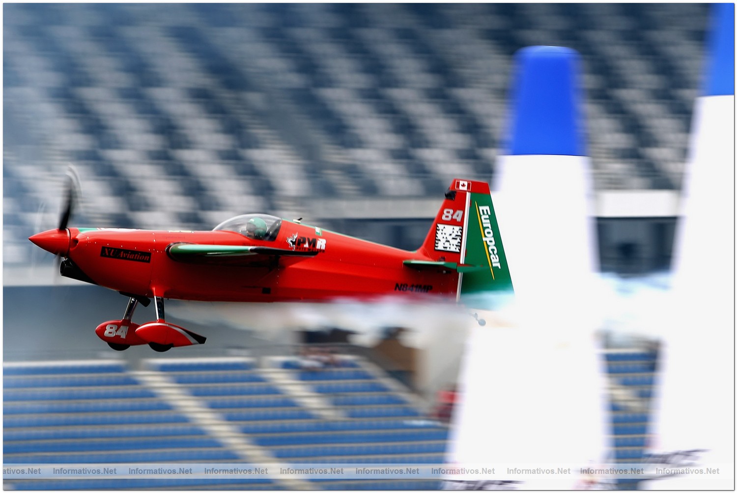 Pete McLeod of Canada in action during Round 6, training day 2 of the Red Bull Air Race World Championship at the Eurospeedway, Lausitz on August 6, 2010 in Germany