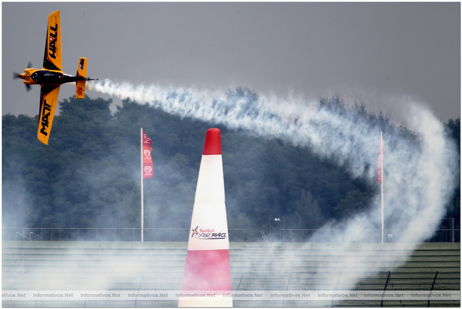 Matt Hall of Australia in action during Round 6, training day 2 of the Red Bull Air Race World Championship at the Eurospeedway, Lausitz on August 6, 2010 in Germany.