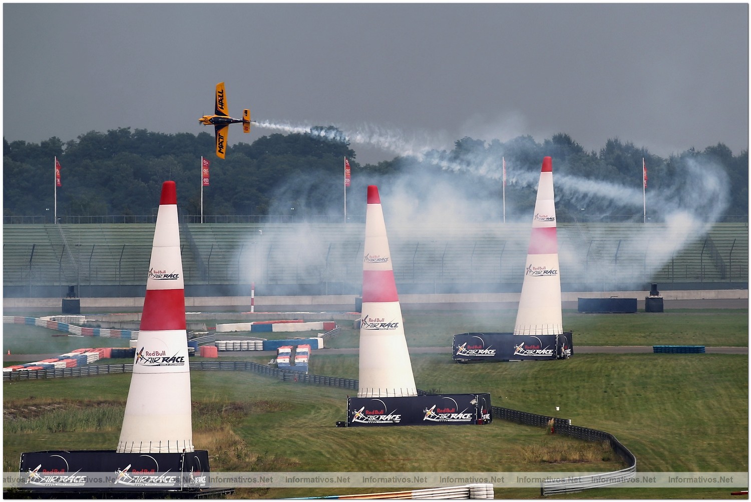 Matt Hall of Australia in action during Round 6, training day 2 of the Red Bull Air Race World Championship at the Eurospeedway, Lausitz on August 6, 2010 in Germany.