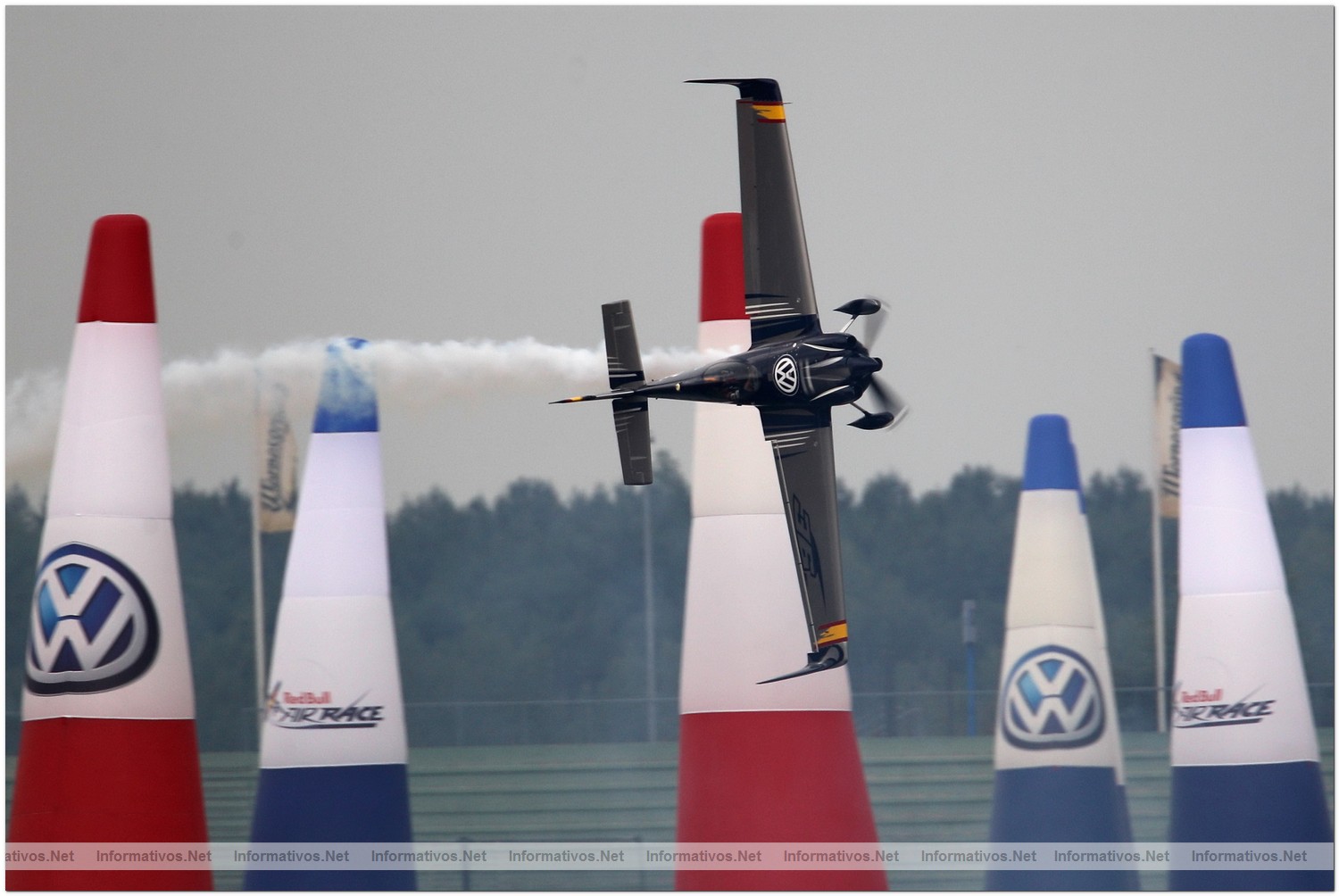 Alejandro Maclean of Spain in action during Round 6, training day 2 of the Red Bull Air Race World Championship at the Eurospeedway, Lausitz on August 6, 2010 in Germany