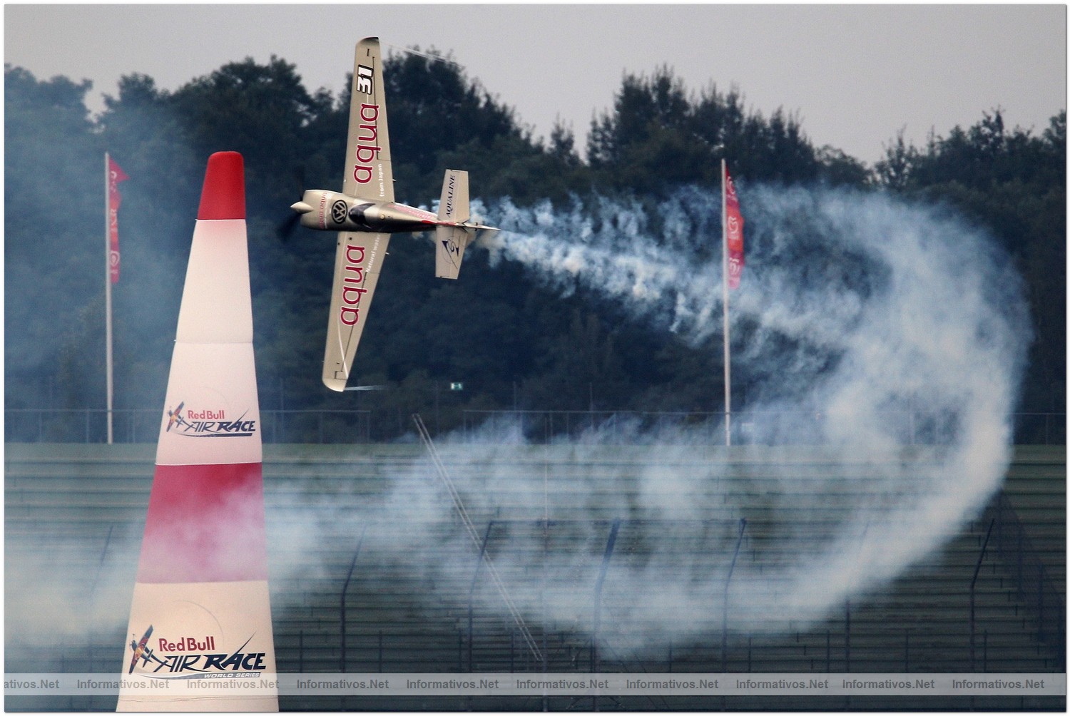 Yoshihide Muroya of Japan in action during Round 6, training day 2 of the Red Bull Air Race World Championship at the Eurospeedway, Lausitz on August 6, 2010 in Germany.