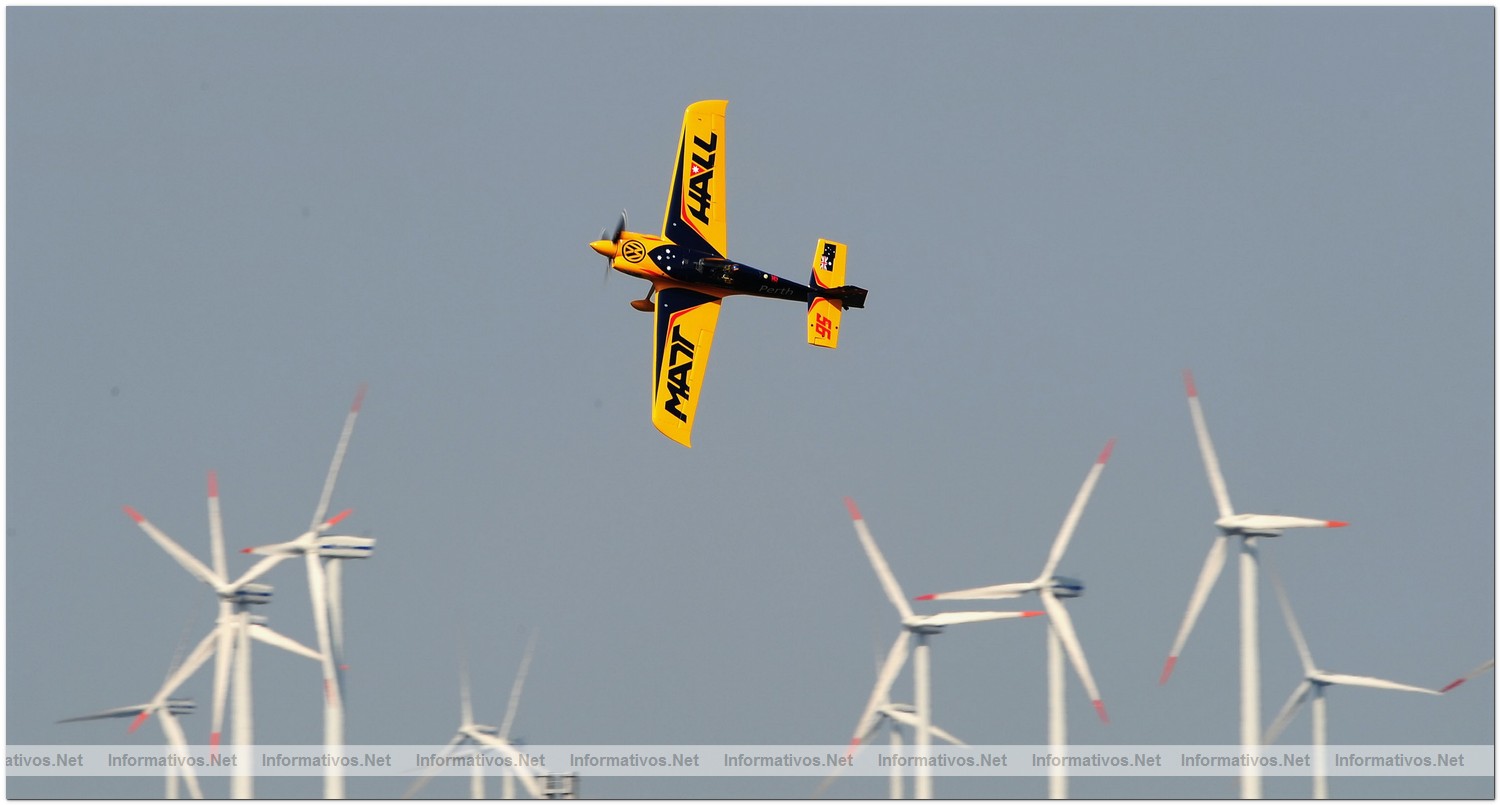 Matt Hall of Australia in action during Round 6, training day 1 of the Red Bull Air Race World Championship at the Eurospeedway, Lausitz on August 5, 2010 in Germany.