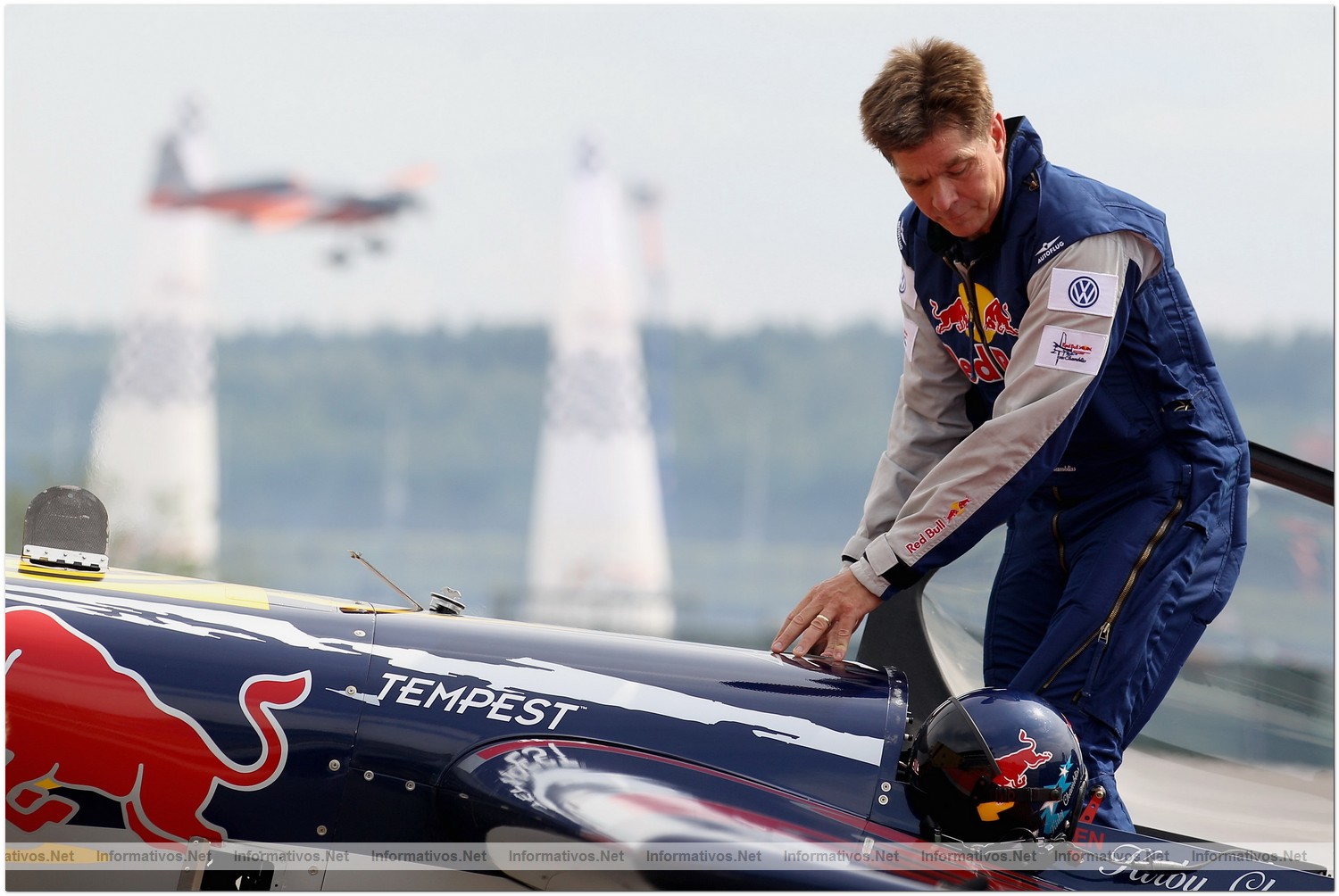 Kirby Chambliss of USA is pictured during Round 6, training day 1 of the Red Bull Air Race World Championship at the Eurospeedway, Lausitz on August 5, 2010 in Germany.