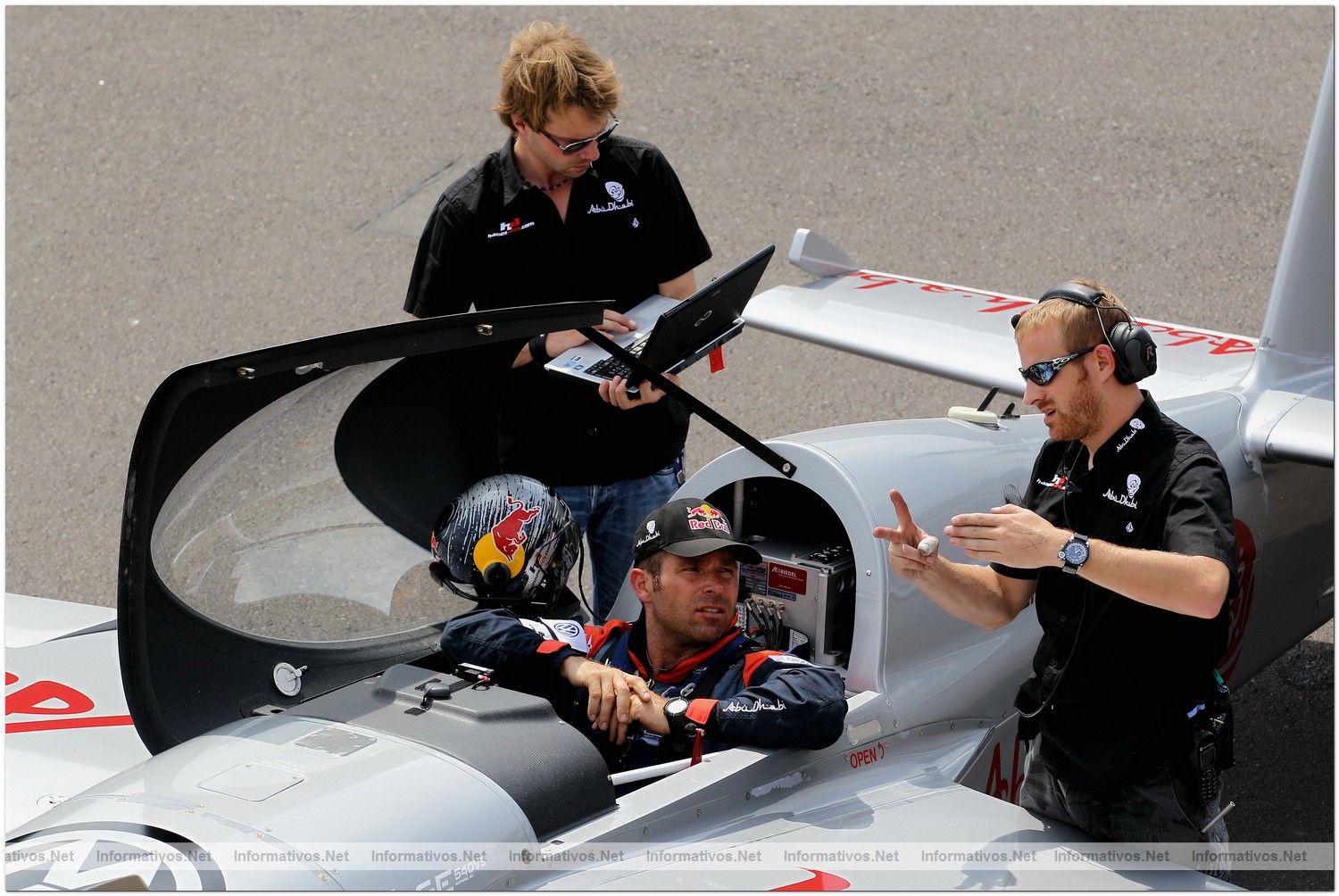 Hannes Arch of Austria is pictured during Round 6, training day 1 of the Red Bull Air Race World Championship at the Eurospeedway, Lausitz on August 5, 2010 in Germany.