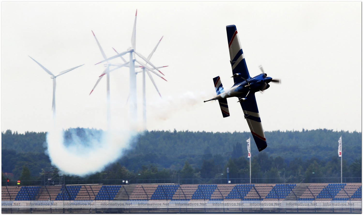 Sergey Rakhmanin of Russia in action during Round 6, training day 1 of the Red Bull Air Race World Championship at the Eurospeedway, Lausitz on August 5, 2010 in Germany.