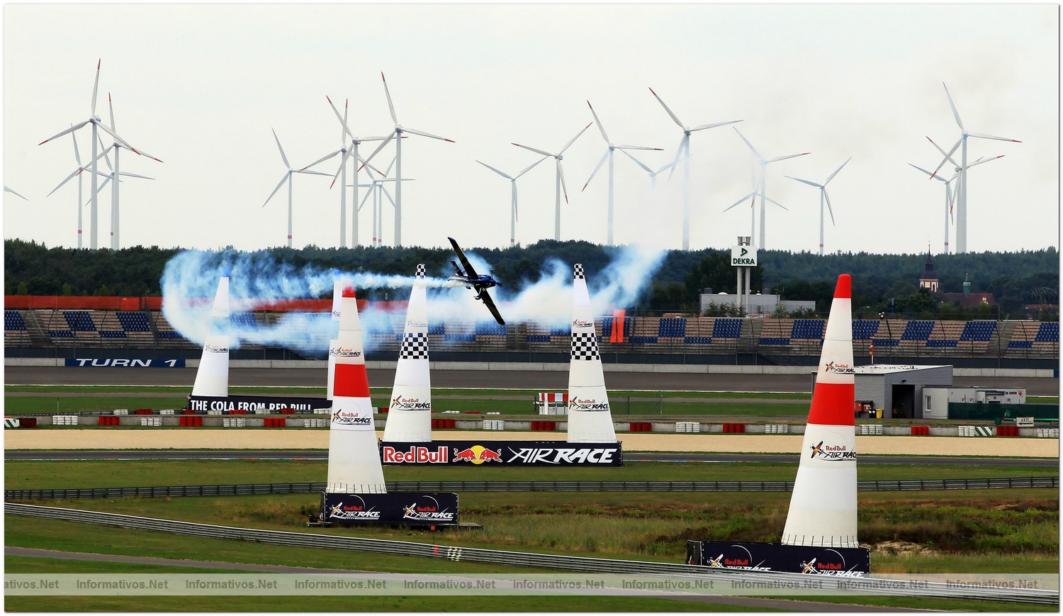 Sergey Rakhmanin of Russia in action during Round 6, training day 1 of the Red Bull Air Race World Championship at the Eurospeedway, Lausitz on August 5, 2010 in Germany