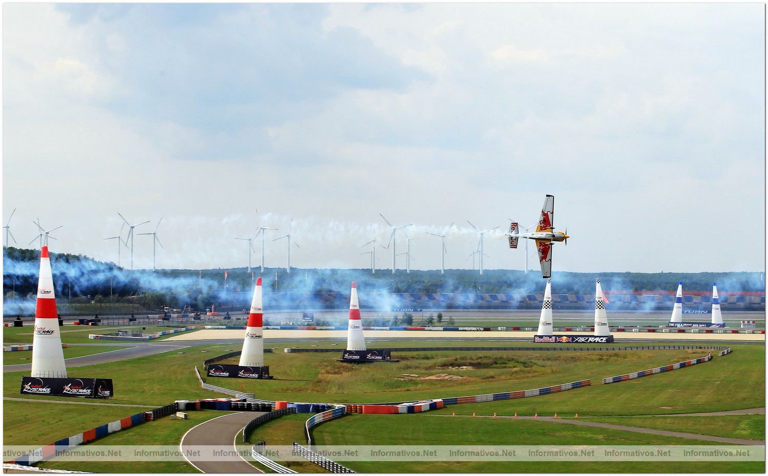 Kirby Chambliss of USA in action during Round 6, training day 1 of the Red Bull Air Race World Championship at the Eurospeedway, Lausitz on August 5, 2010 in Germany.