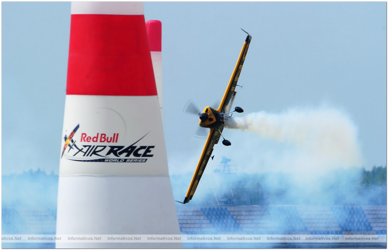 Nigel Lamb of Great Britain in action during Round 6, training day 1 of the Red Bull Air Race World Championship at the Eurospeedway, Lausitz on August 5, 2010 in Germany.