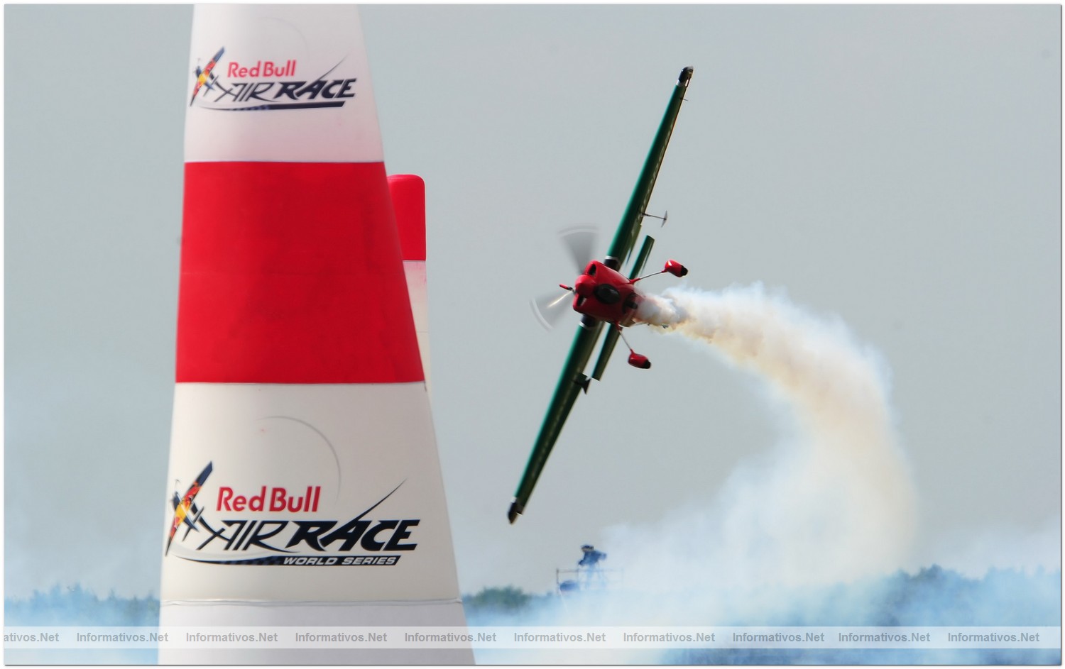 Pete McLeod of Canada in action during Round 6, training day 1 of the Red Bull Air Race World Championship at the Eurospeedway, Lausitz on August 5, 2010 in Germany