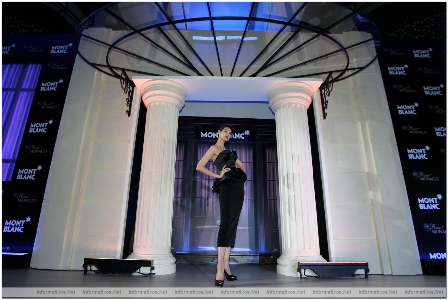 BEIJING, CHINA - JUNE 01:  Model Patina Lin Jia-qi poses onstage during the Press Conference for the official opening of the Montblanc Sanlitun Concept Store held at the JW Marriott Hotel Beijing on June 1, 2012 in Beijing, China.
