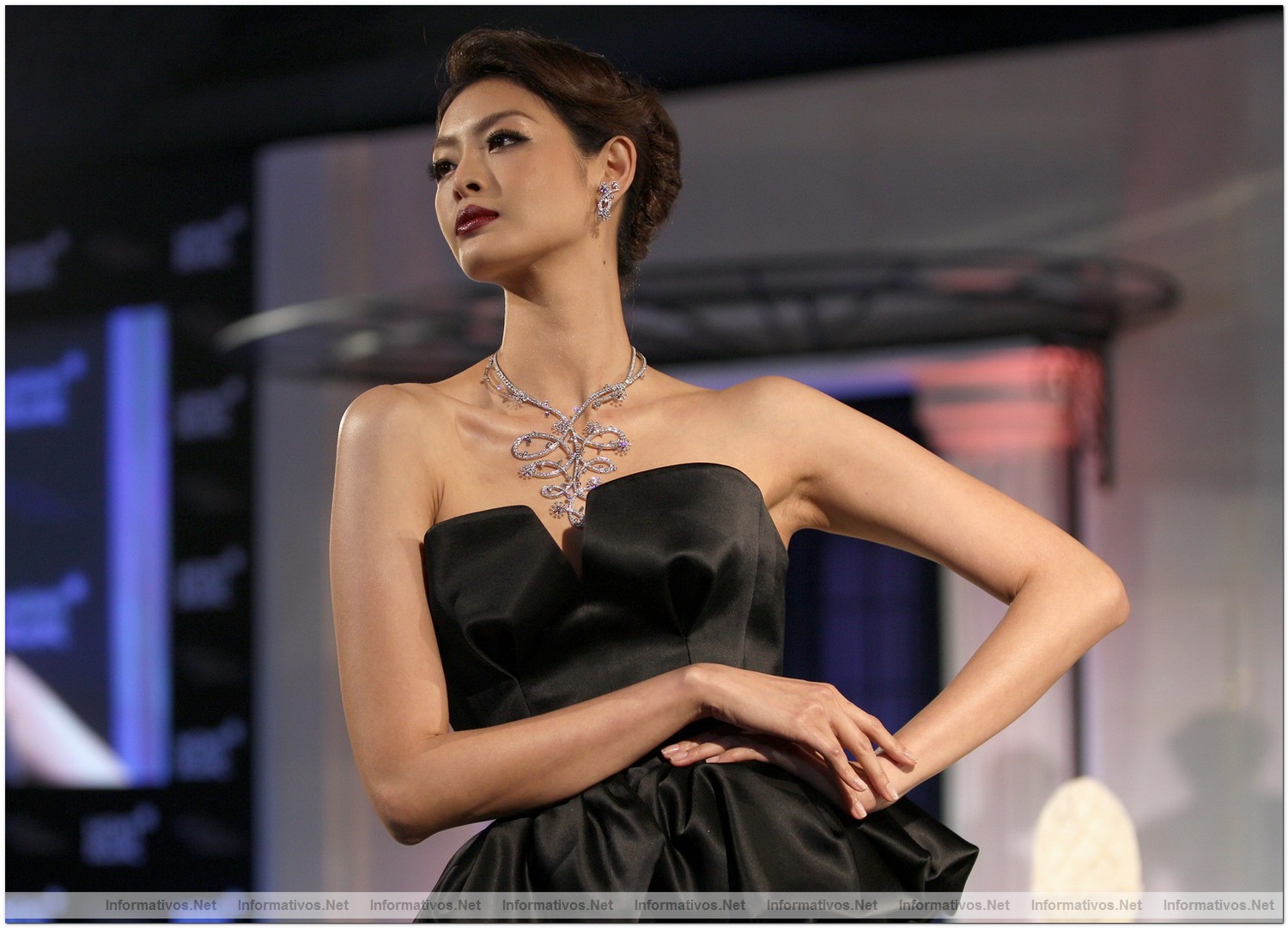 BEIJING, CHINA - JUNE 01:  Model poses onstage during the Press Conference for the official opening of the Montblanc Sanlitun Concept Store held at the JW Marriott Hotel Beijing on June 1, 2012 in Beijing, China.