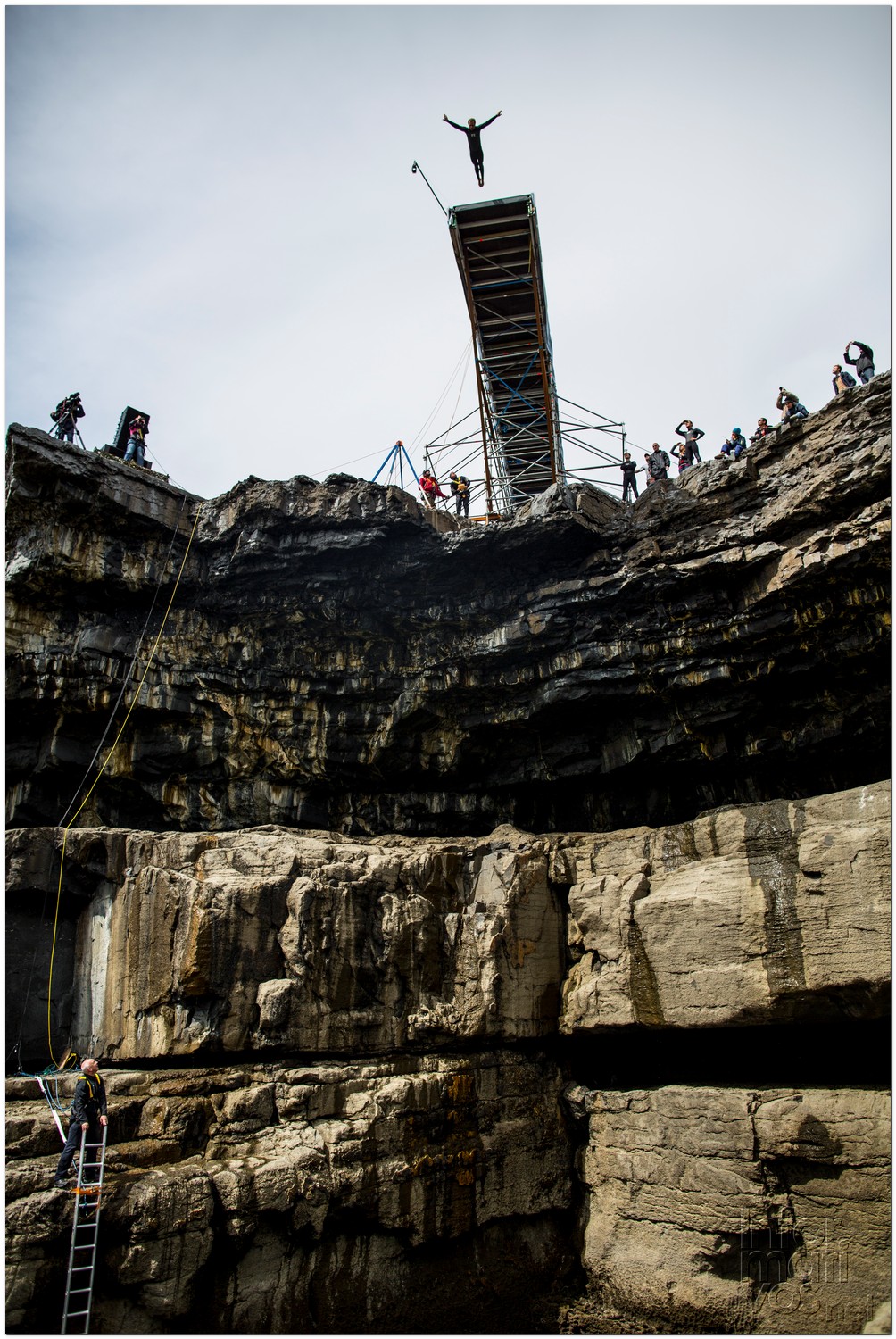Kent De Mond of the USA dives from the 28 metre platform during the second round of the fourth stop of the Red Bull Cliff Diving World Series, Inis Mor, Aran Islands, Ireland on August 3rd 2012. 