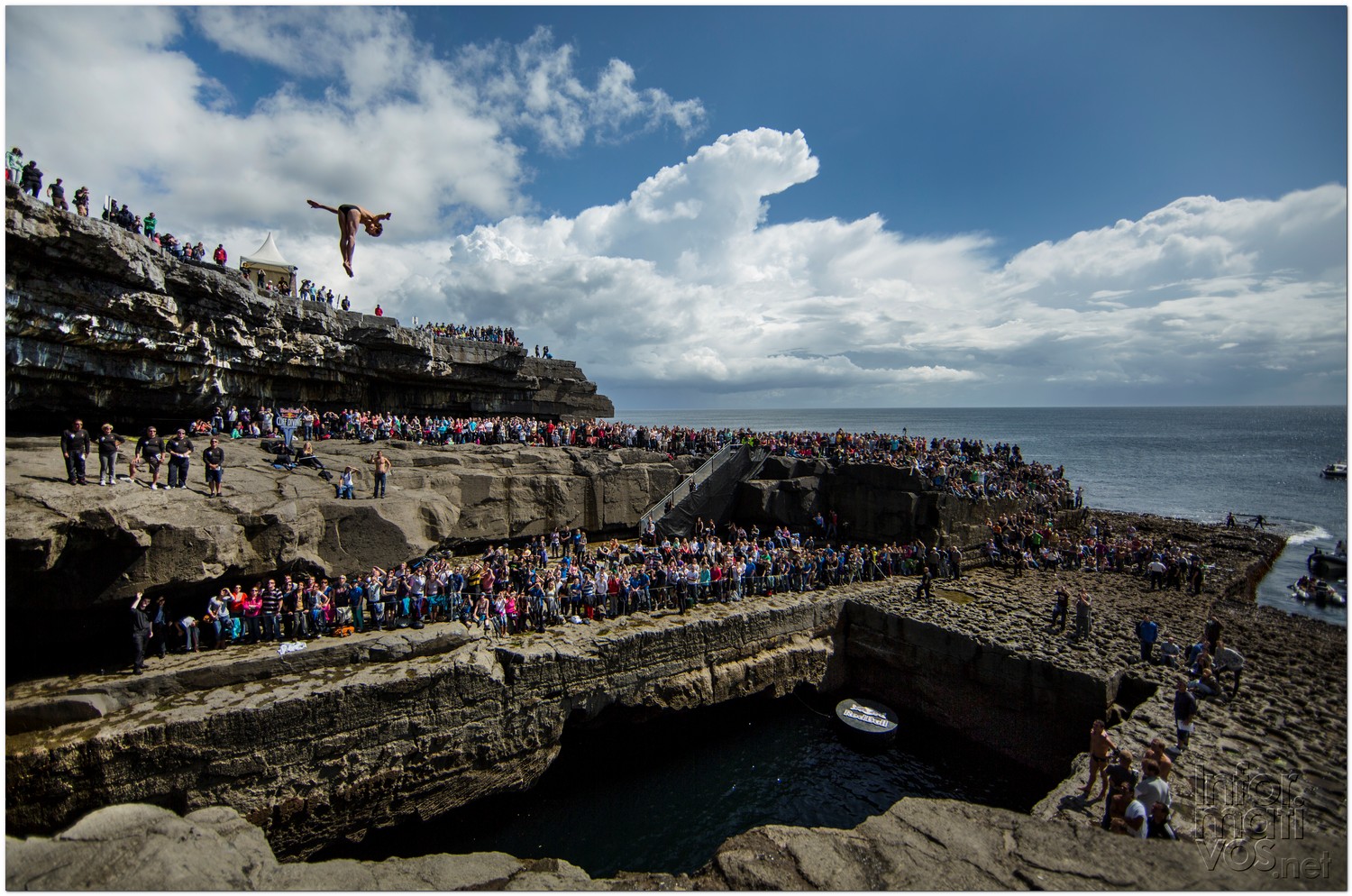 Gary Hunt of Great Britain dives from the 28 metre platform during the fourth stop of the Red Bull Cliff Diving World Series, Inis Mor, Aran Islands, Ireland on August 4th 2012. 