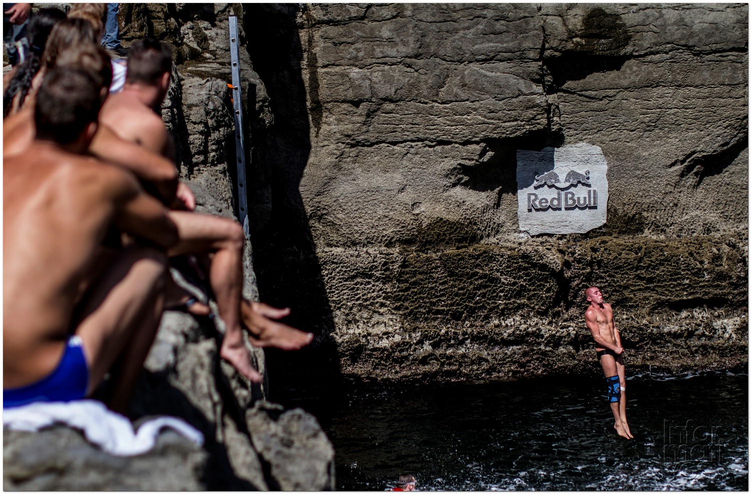 Artem Silchenko of Russia prepares for his water entry after diving from the 28 metre platform during the fourth stop of the Red Bull Cliff Diving World Series, Inis Mor, Aran Islands, Ireland on August 4th 2012. 