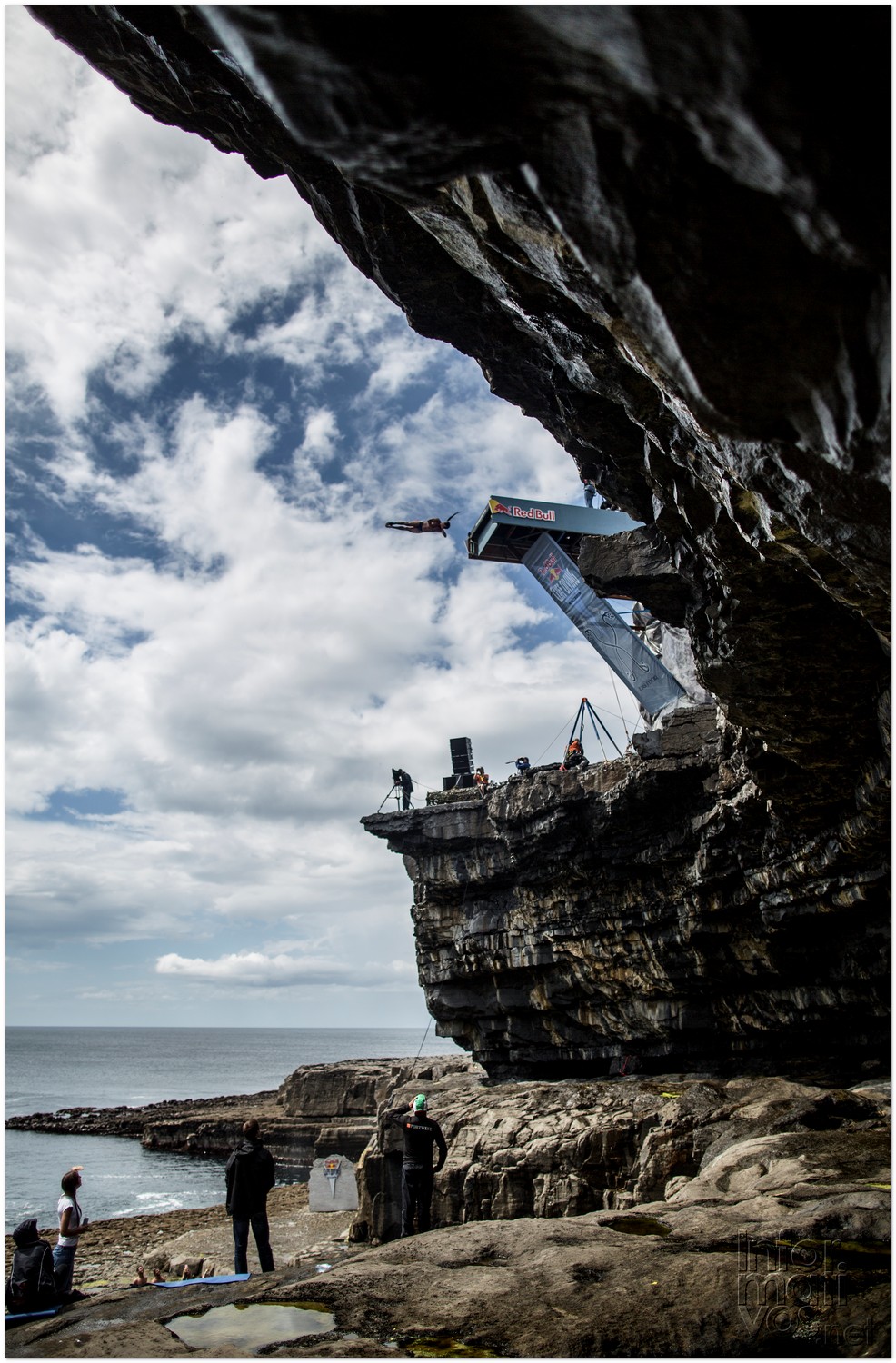 Orlando Duque of Colombia dives from the 28 metre platform during the fourth stop of the Red Bull Cliff Diving World Series, Inis Mor, Aran Islands, Ireland on August 4th 2012. 
